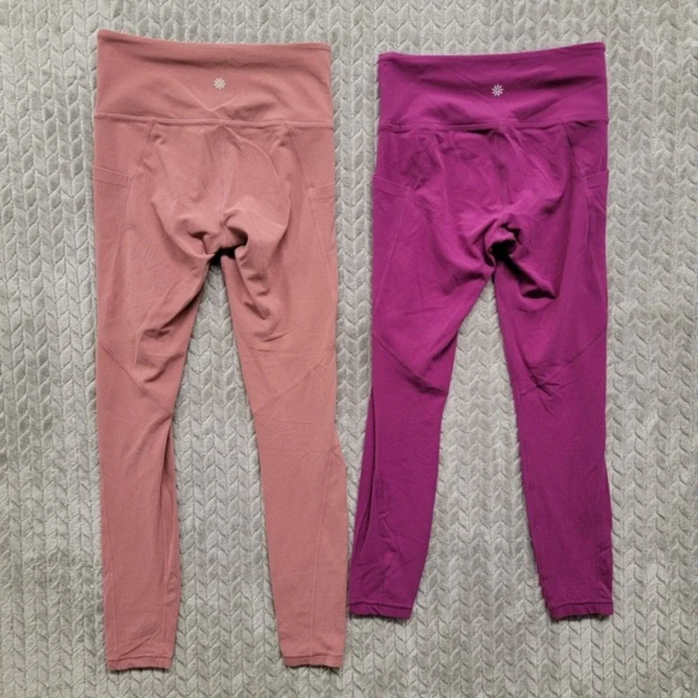 Lot Of‎ 2 Athleta Chaturanga Womens Leggings Size XS Pink Gym Workout Training